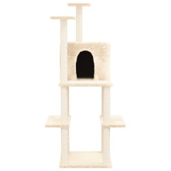 vidaXL Albero per Gatti con Tiragraffi in Sisal Crema 144,5 cm