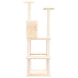 vidaXL Albero per Gatti con Tiragraffi in Sisal Crema 144,5 cm