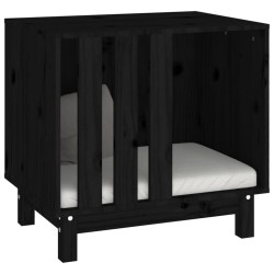 vidaXL Casetta per Cani Nero 60x45x57 cm in Legno Massello di Pino