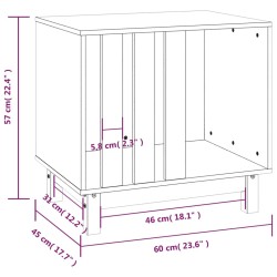 vidaXL Casetta per Cani grigio 60x45x57 cm in Legno Massello di Pino