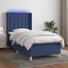 vidaXL Letto a Molle con Materasso e LED Blu 80x200 cm in Tessuto