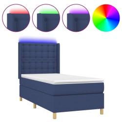 vidaXL Letto a Molle con Materasso e LED Blu 80x200 cm in Tessuto