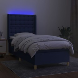 vidaXL Letto a Molle con Materasso e LED Blu 80x200 cm in Tessuto