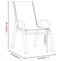    Sedie da Giardino Impilabili 6 pz in Tessuto Textilene Marrone