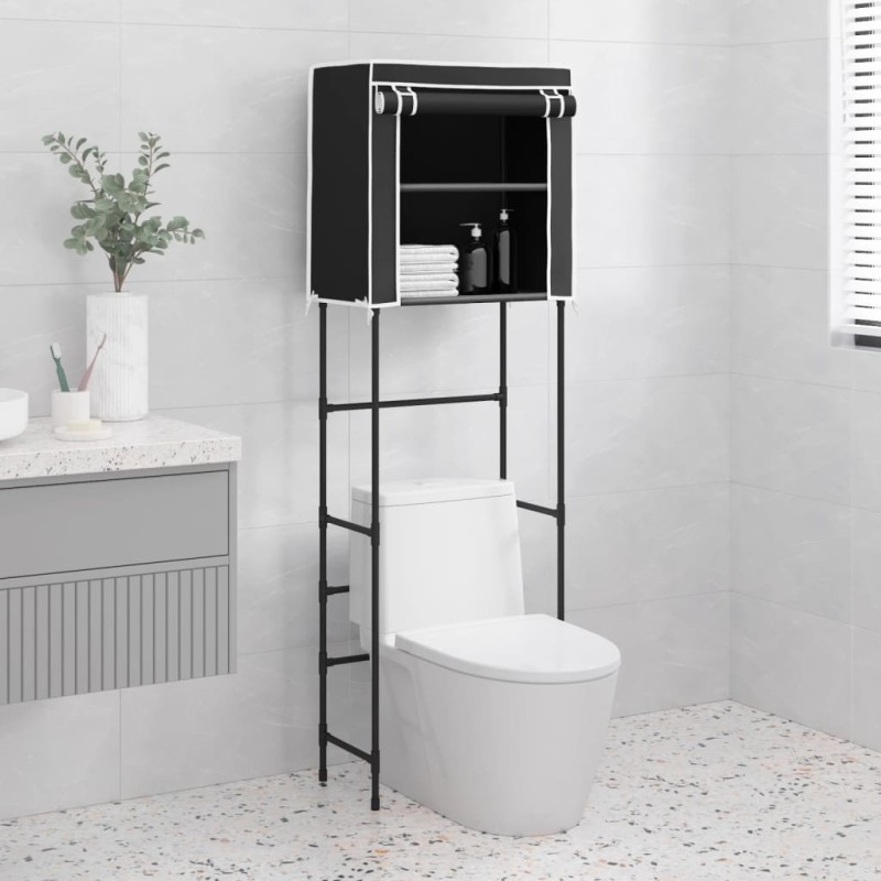   Rastrelliera per Bagno a 2 Livelli Nero 56x30x170 cm Ferro