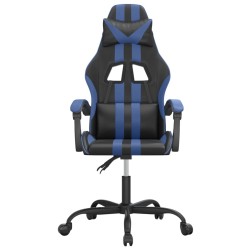 Sedia da Gaming Girevole Nero e Blu in Similpelle