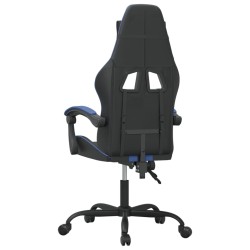 Sedia da Gaming Girevole Nero e Blu in Similpelle