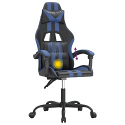 Sedia da Gaming Girevole Nero e Blu in Similpelle