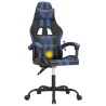 Sedia da Gaming Girevole Nero e Blu in Similpelle