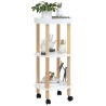 Carrello 3 Ripiani Bianco 38x38x82 cm Legno ingegnerizzato e Pino