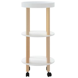 Carrello 3 Ripiani Bianco 38x38x82 cm Legno ingegnerizzato e Pino