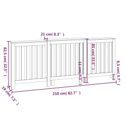   Copertura Termosifone Grigia 210x21x85 cm Legno Massello Pino