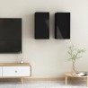 vidaXL Mobili Porta TV 2pz Nero Lucido 30,5x30x60 cm Legno ingegnerizzato