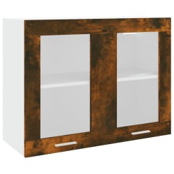 vidaXL Mobile Pensile Vetro Rovere Fumo 80x31x60 cm Legno ingegnerizzato