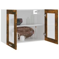 vidaXL Mobile Pensile Vetro Rovere Fumo 80x31x60 cm Legno ingegnerizzato