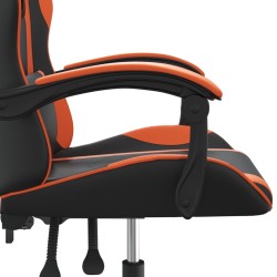 Sedia da Gaming Girevole Nero e Arancione in Similpelle