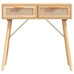    Tavolo Consolle Marrone 80x30x75 Massello Pino Rattan Naturale