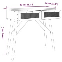    Tavolo Consolle Marrone 80x30x75 Massello Pino Rattan Naturale