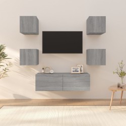   Set di Mobili TV a Parete Grigio Sonoma in Legno Ingegnerizzato