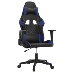 vidaXL Sedia da Gaming Massaggiante Nero e Blu in Similpelle