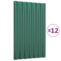 Pannelli Tetto 12pz Acciaio Verniciato a Polvere Verde 60x36 cm