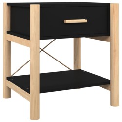 Tavolino da Letto Nero 42x38x45 cm in Legno Ingegnerizzato