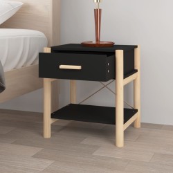 Tavolino da Letto Nero 42x38x45 cm in Legno Ingegnerizzato