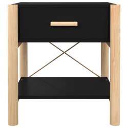 Tavolino da Letto Nero 42x38x45 cm in Legno Ingegnerizzato