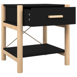 Tavolino da Letto Nero 42x38x45 cm in Legno Ingegnerizzato