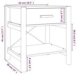 Tavolino da Letto Nero 42x38x45 cm in Legno Ingegnerizzato