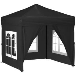   Tenda per Feste Pieghevole con Pareti Laterali Nero 2x2 m