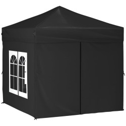   Tenda per Feste Pieghevole con Pareti Laterali Nero 2x2 m