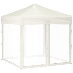 Tenda per Feste Pieghevole con Pareti Laterali Crema 2x2 m