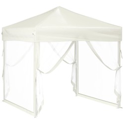 Tenda per Feste Pieghevole con Pareti Laterali Crema 2x2 m