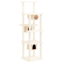   Albero per Gatti con Tiragraffi in Sisal Crema 169 cm