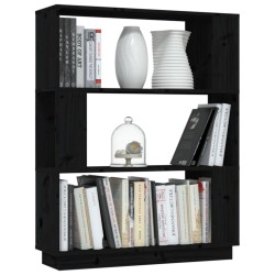   Libreria/Divisorio Nero 80x25x101 cm in Legno Massello di Pino