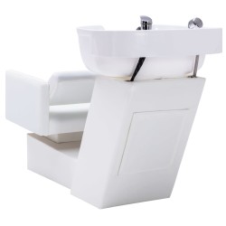 vidaXL Poltrona e Lavatesta per Shampoo Bianco 129x59x82cm Similpelle