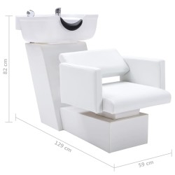 vidaXL Poltrona e Lavatesta per Shampoo Bianco 129x59x82cm Similpelle