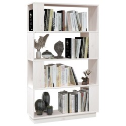   Libreria/Divisorio Bianco 80x25x132 cm Legno Massello di Pino