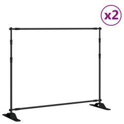 vidaXL Supporti per Fondali 2 pz Neri 254x243 cm in Acciaio