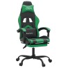   Sedia da Gaming Girevole con Poggiapiedi Nero Verde Similpelle