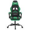   Sedia da Gaming Girevole con Poggiapiedi Nero Verde Similpelle