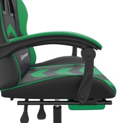   Sedia da Gaming Girevole con Poggiapiedi Nero Verde Similpelle