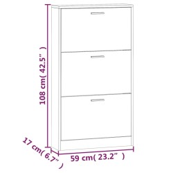   Scarpiera Rovere 59x17x108 cm in Legno Ingegnerizzato