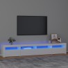 vidaXL Mobile Porta TV con Luci LED Bianco Lucido 240x35x40 cm