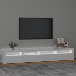 vidaXL Mobile Porta TV con Luci LED Bianco Lucido 240x35x40 cm