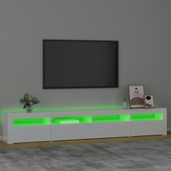 vidaXL Mobile Porta TV con Luci LED Bianco Lucido 240x35x40 cm