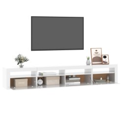 vidaXL Mobile Porta TV con Luci LED Bianco Lucido 240x35x40 cm