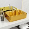 vidaXL Lavandino con Foro per Rubinetto 45x32x12,5 cm in Ceramica Oro