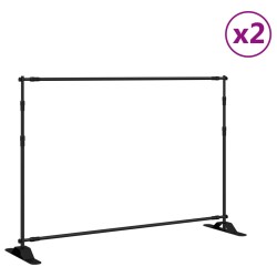 vidaXL Supporti per Fondali 2 pz Neri 305x243 cm in Acciaio